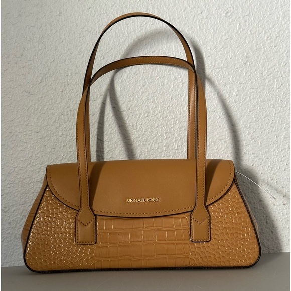 NWT MICHAEL MICHAEL KORS KATYA MEDIUM SHOULDER BAG‎ CROC-EMBOSSED IN DEER